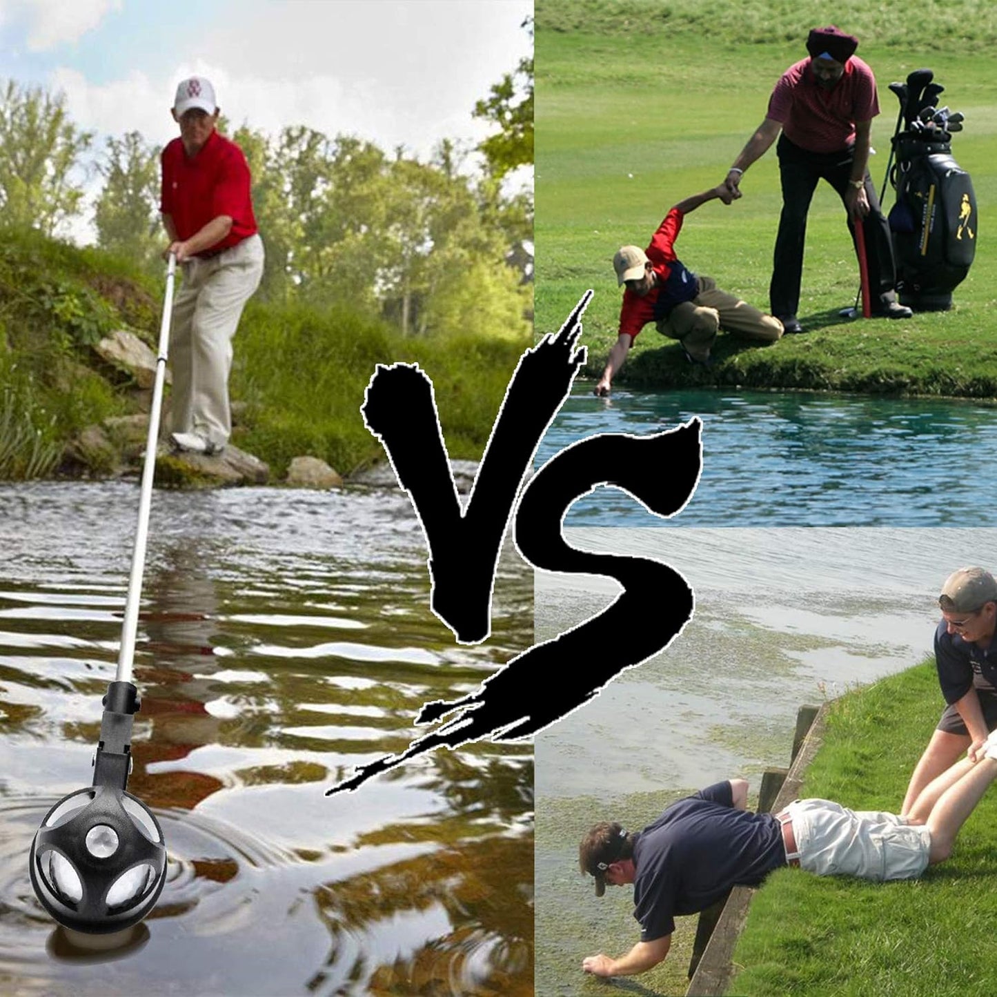 Prowithlin Stainless Steel Telescopic Golf Ball Retriever with Two Grabbers - Lightweight Golf Accessory for Water Recovery