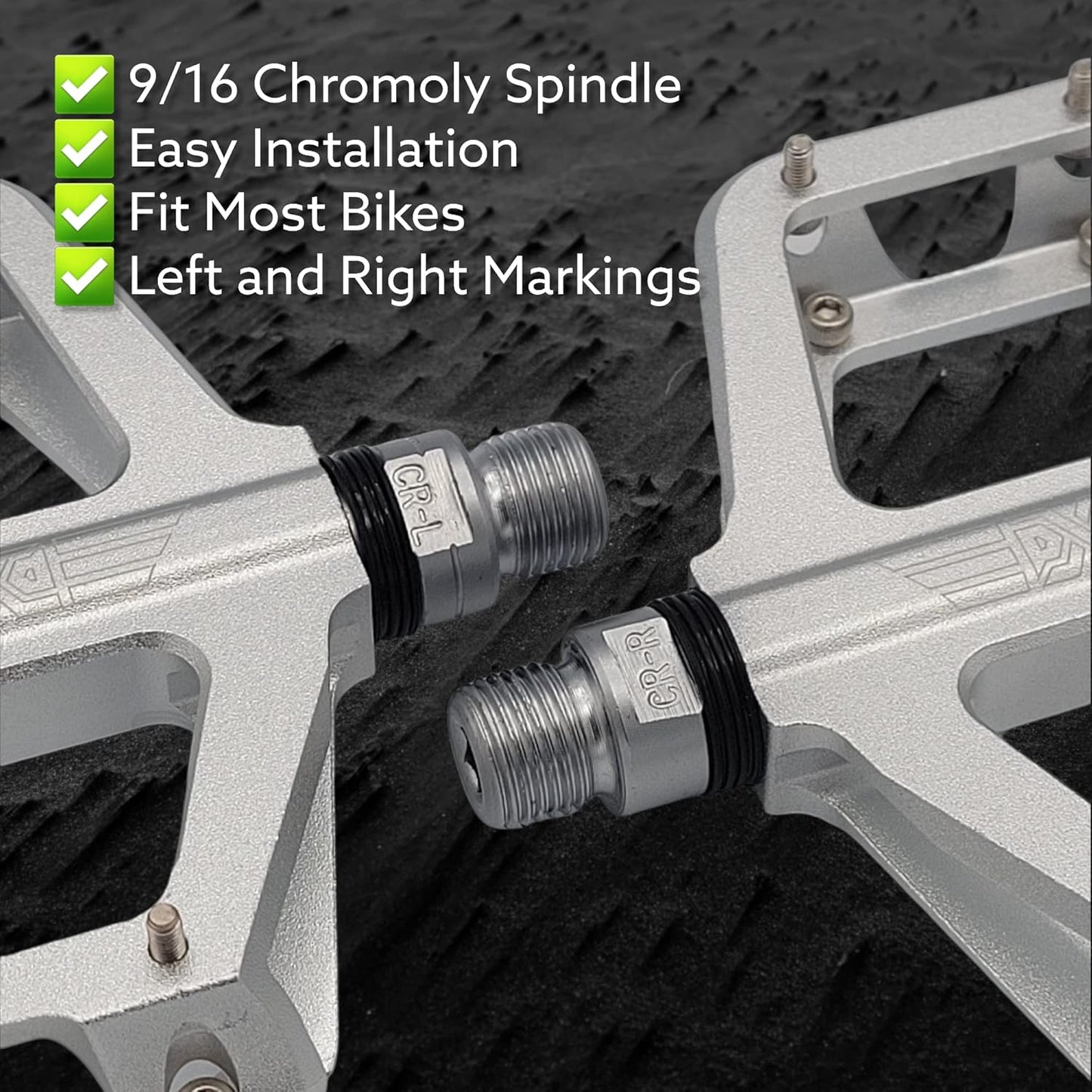 PDX A8 Lightweight Aluminum Mountain Bike Pedals with Anti-Slip Concave Platform and 16 Pins
