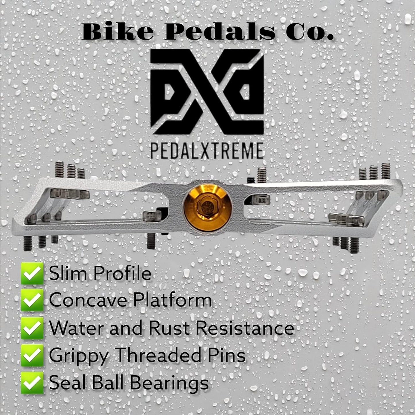 PDX A8 Lightweight Aluminum Mountain Bike Pedals with Anti-Slip Concave Platform and 16 Pins