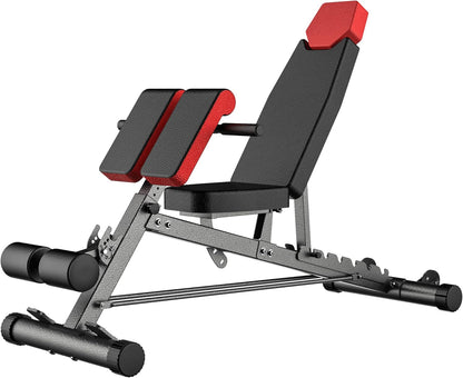 Finer Form Multi-Functional FID Weight Bench for Comprehensive Body Workout – Hyper Back Extension, Roman Chair, Adjustable Ab Sit-Up Bench, Incline/Decline Bench, Flat Bench