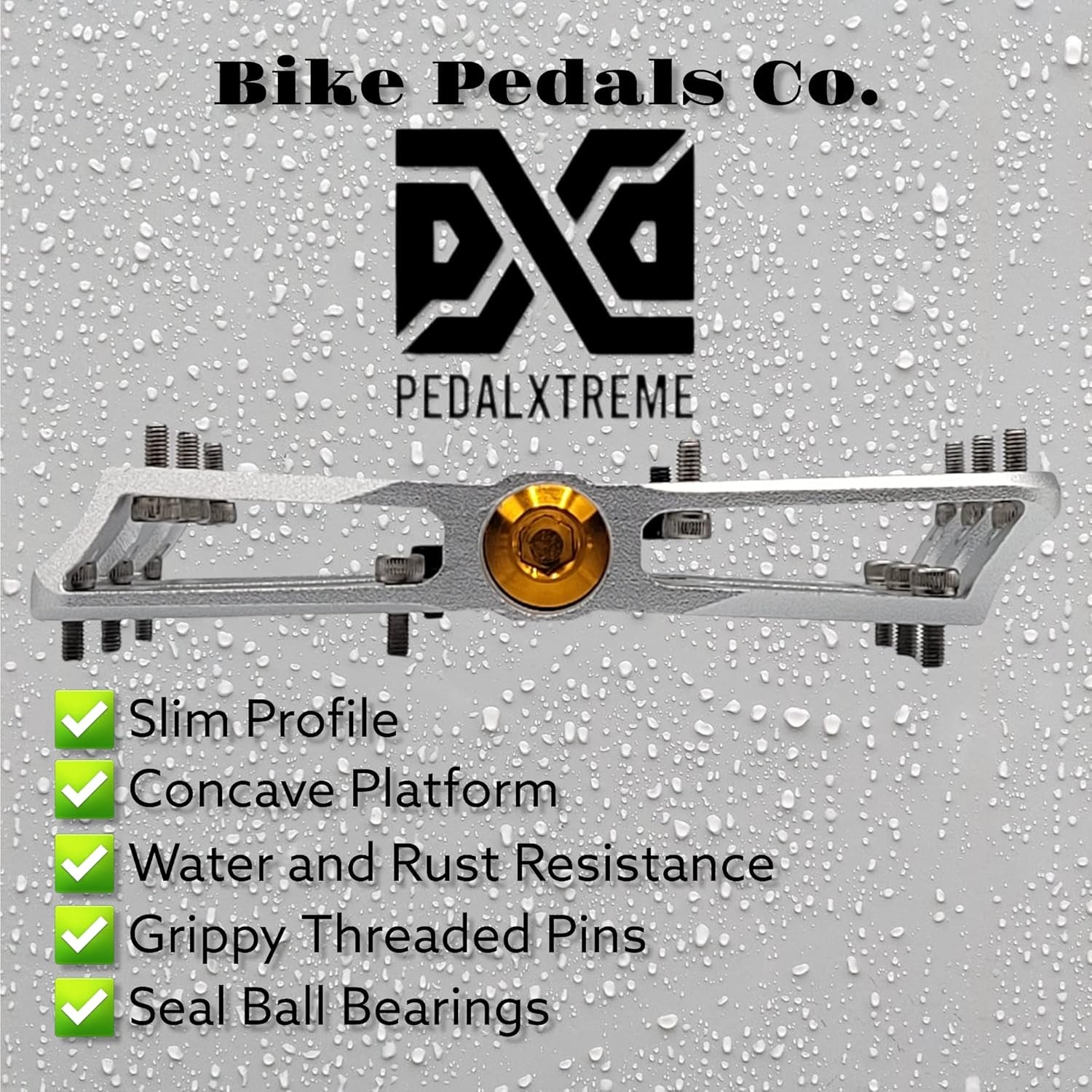 PDX A8 Lightweight Aluminum Mountain Bike Pedals with Anti-Slip Concave Platform and 16 Pins